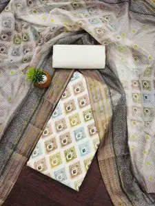 Ishin Ethnic Motifs Printed Pure Cotton Unstitched Dress Material