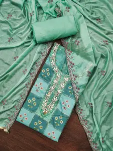 ASISA Floral Printed Sequinned Pure Cotton Unstitched Dress Material