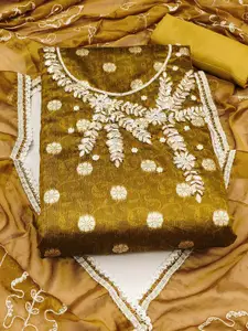 Ishin Ethnic Motifs Woven Design Beads and Stones Unstitched Dress Material