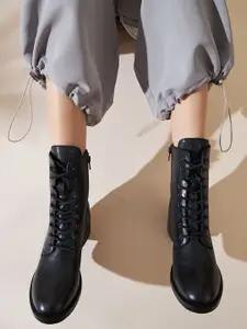 Peach Flores Women Block Heeled Regular Boots