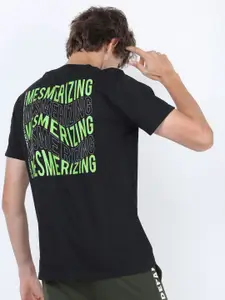 HIGHLANDER Men Typography Printed Round Neck Cotton Slim Fit T-shirt