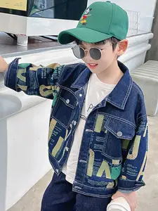 StyleCast x Revolte Boys Typography Printed Spread Collar Open Front Jacket