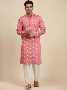 Rawayi Mandarin Collar Ethnic Motifs Thread Work Atraight Kurta