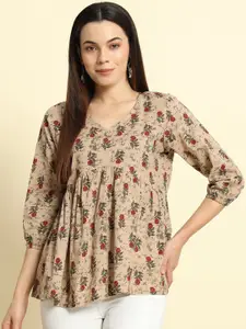 Sa Rasa Floral Printed Peplum Top