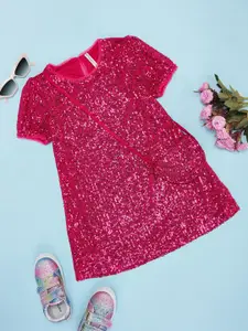 Pantaloons Junior Girls Embellished A-Line Dress With a Sling Bag