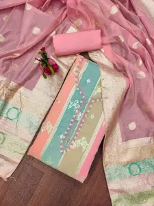 Ishin Floral Beads and Stones Unstitched Dress Material