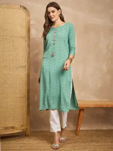 all about you Women Polka Dots Printed Straight Kurta