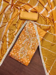 Ishin Bandhani Printed Beads and Stones Unstitched Dress Material