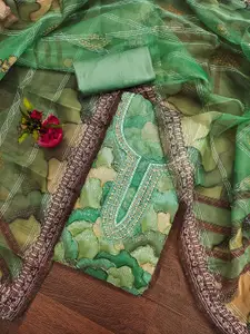 Ishin Floral Embroidered Seqinned Organza Unstitched Dress Material