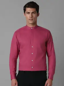 Louis Philippe Men Band Collar Solid Cotton Slim Fit Formal Shirt