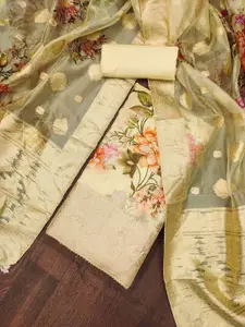 Ishin Floral Printed Organza Unstitched Dress Material