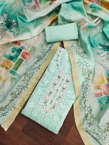 Ishin Floral Printed Beads and Stones Unstitched Dress Material