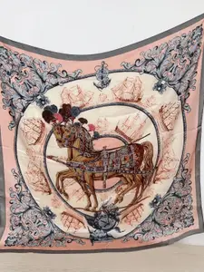 CrossKulture Women Multicoloured Abstract Printed silken satin Scarf