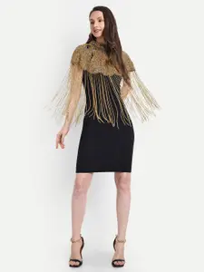 HAUTEMODA Embellished Beads Cape Poncho Shrug
