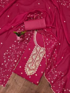 Ishin Ethnic Motifs Embroidered Sequinned Unstitched Dress Material