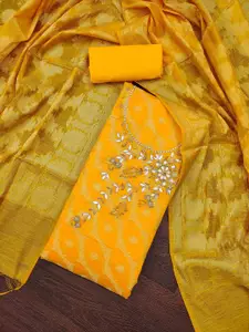 Ishin Floral Woven Design Zari Unstitched Dress Material