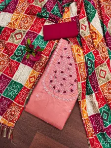 Ishin Floral Embroidered Pure Cotton Unstitched Dress Material