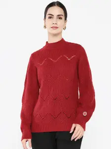 RAREISM Women Cable Knit Turtle Neck Pullover Sweaters