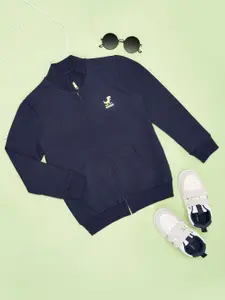 Pantaloons Junior Boys Solid Mandarin Collar Pure Cotton Sweatshirt