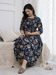 Nayo Floral Print Maternity Maxi Dress