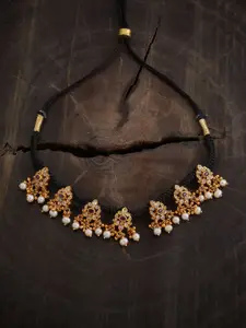 Kushal's Fashion Jewellery Embellished Bridal 92.5 Silver Gold-Plated Temple Necklace