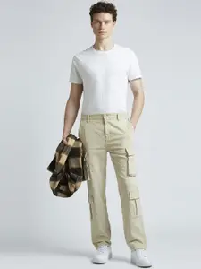 Pepe Jeans Men Slim Fit Cargos Mid-Rise Trousers