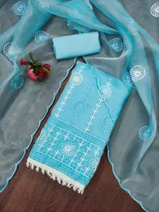 Ishin Floral Embroidered Organza Unstitched Dress Material