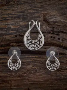 Kushal's Fashion Jewellery Rhodium-Plated Cubic Zirconia Studded Pendant Set