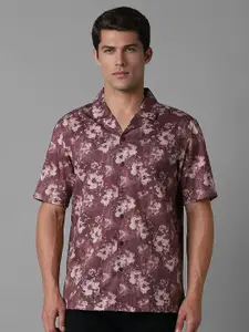 Louis Philippe Sport Men Cuban Collar Floral Printed Cotton Slim Fit Casual Shirt