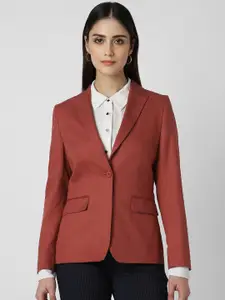 Van Heusen Woman Self Design Pure Cotton Single-Breasted Formal Blazer