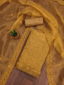 Ishin Floral Embroidered Organza Unstitched Dress Material