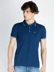 Status Quo Men Solid Polo Collar Cotton T-shirt