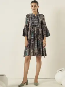 Anouk Ethnic Motifs Embroidered A-Line Knee-Length Dress