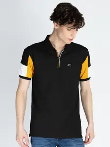Status Quo Men Solid Polo Collar Cotton T-shirt