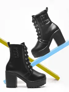 JM Looks Block-Heeled Chunky Boots