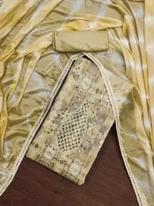 Ishin Floral Woven Design Beads and Stones Unstitched Dress Material