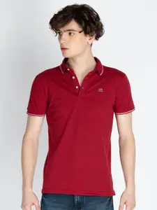 Status Quo Men Solid Polo Collar Cotton T-shirt