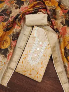 Ishin Floral Embroidered Beads and Stones Unstitched Dress Material