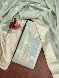 Ishin Floral Woven Design Zari Work Unstitched Dress Material