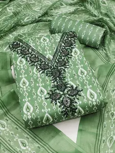 Ishin Ethnic Motifs Sequinned Printed Pure Cotton Unstitched Dress Material