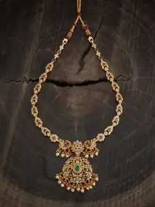 Kushal's Fashion Jewellery Embellished Bridal 92.5 Silver Zircon Temple Necklace