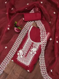 Ishin Ethnic Motifs Embroidered Organza Unstitched Dress Material