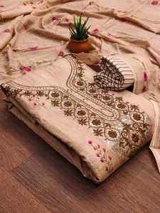 Ishin Floral Embroidered Sequinned Pure Cotton Unstitched Dress Material