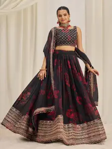 Fusionic Embellished Sequinned Semi-Stitched Lehenga & Unstitched Blouse With Dupatta