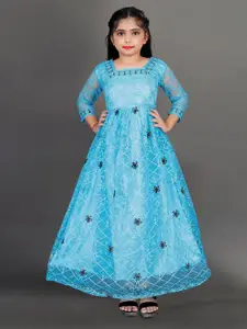 JULEE Girls Floral Embroidered Net Maxi Dress