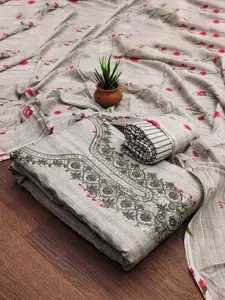 Ishin Floral Embroidered Sequinned Pure Cotton Unstitched Dress Material