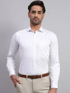 Monte Carlo Men Spread Collar Grid Tattersall Checked Cotton Casual Shirt