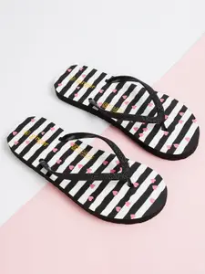 Ginger by Lifestyle Women Striped Rubber Thong Flip-Flops