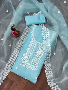 Ishin Floral Embroidered Organza Unstitched Dress Material