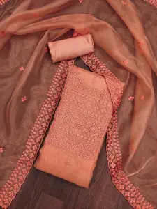 Ishin Floral Embroidered Organza Unstitched Dress Material